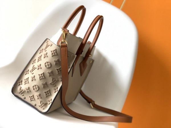 LV On My Side MM Tote Bag Monogram Tufting On Nappa Softy For Women, Shoulder Bags 12in/31cm Galet Grey LV M53825