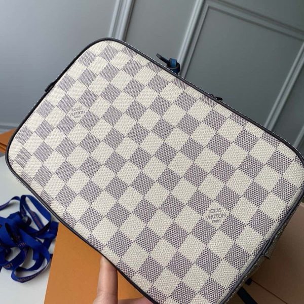 LV NeoNoe MM Bucket Bag Damier Azur Canvas Bleuet Blue For Women, Shoulder And Crossbody Bags 10.2in/26cm LV N40153