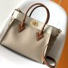 LV On My Side MM Tote Bag Monogram Tufting On Nappa Softy For Women, Shoulder Bags 12in/31cm Galet Grey LV M53825