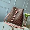 LV NeoNoe Bucket Bag Damier Ebene Canvas Venus Pink For Women, Shoulder And Crossbody Bags 10.2in/26cm LV N40198