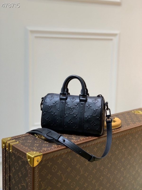 LV Keepall XS Monogram Seal Black For Women, Shoulder And Crossbody Bags 8.3in/21cm LV M57960