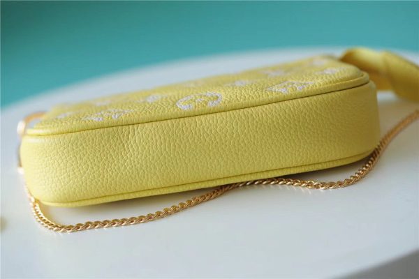 LV Mini Pochette Accessoires Monogram Empreinte Lemon Curd Yellow For Women, Shoulder And Crossbody Bags 15.5cm/6.1in LV M46129