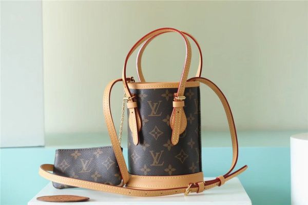 LV Nano Bucket Bag Monogram Canvas Brown For Women Brown 6.7in/17cm LV