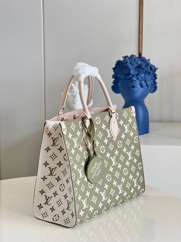 LV Onthego MM Monogram Empreinte Khaki Green For Women, Tote Bags 35cm LV M46060