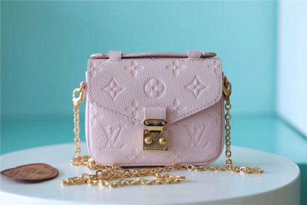 LV Micro Metis Monogram Empreinte Pink For Women, Women’s Handbags, Shoulder And Crossbody Bags 5.5in/14cm LV M81389