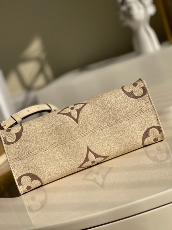 LV Onthego PM Monogram Empreinte Tourterelle Grey/Beige For Women, Shoulder And Crossbody Bags 9.8in/25cm LV M45654