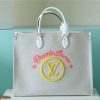 LV Onthego GM Monogram Giant And Raffia White/ Yellow For Women, Shoulder And Crossbody Bags 41cm/16.1in LV M20815