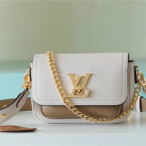 LV Lockme Tender White For Women, Women’s Handbags, Shoulder And Crossbody Bags 7.5in/19cm LV