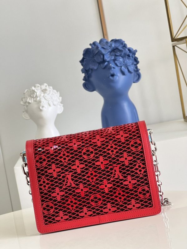 LV Mini Dauphine Bags By Nicolas Ghesquière With Monogram Lace Red For Women 20cm LV M20359