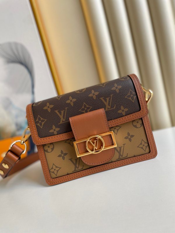 LV Mini Dauphine Monogram And Monogram Reverse Canvas By Nicolas Ghesquière For Spring-Summer, For Women Shoulder Bags 20cm LV M45959