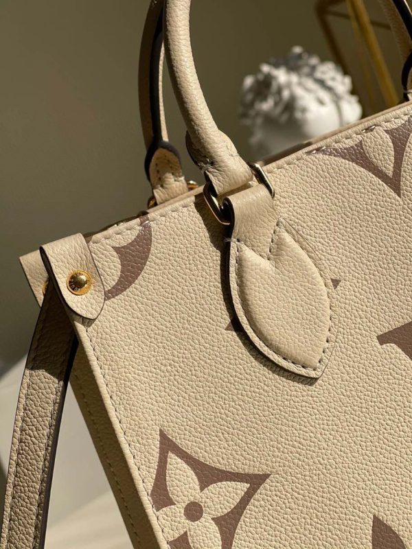 LV Onthego PM Monogram Empreinte Tourterelle Grey/Beige For Women, Shoulder And Crossbody Bags 9.8in/25cm LV M45654