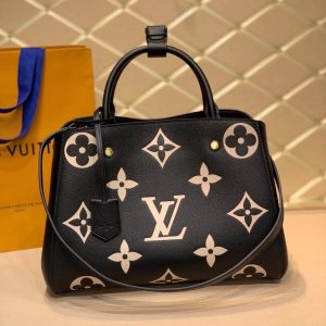 LV Montaigne MM Monogram Empreinte Black/Beige For Women, Shoulder And Crossbody Bags 13in/33cm LV M41048