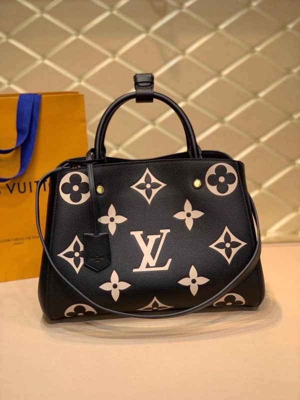 LV Montaigne MM Monogram Empreinte Black/Beige For Women, Shoulder And Crossbody Bags 13in/33cm LV M41048