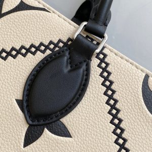 LV Onthego MM Tote Bag Monogram Empreinte Crème Beige For Women, Women Handbags, Shoulder Bags And Crossbody Bags 13.8in/35cm LV M46016