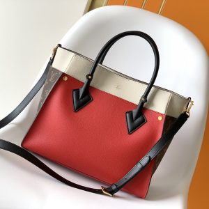 LV On My Side MM Tote Bag Monogram Canvas Red For Women, Shoulder Bags 12in/31cm LV M53824