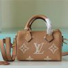 LV Nano Speedy Monogram Empreinte Arizona Beige / Cream For Women, Shoulder And Crossbody Bags 6.3in/16cm LV M81457