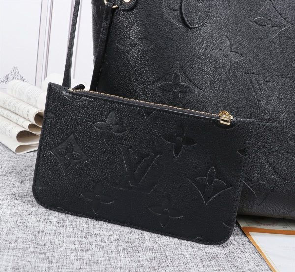 LV Neverfull MM Tote Bag Monogram Empreinte Black For Women, Shoulder Bags 12.2in/31cm LV M45685