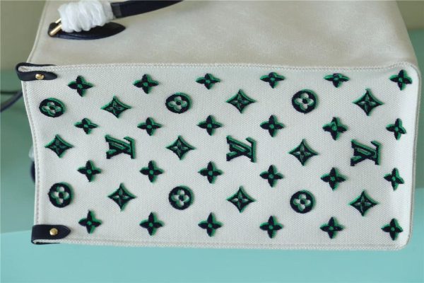 LV Onthego GM Monogram Giant And Raffia White/ Black For Women, Shoulder And Crossbody Bags 41cm/16.1in LV