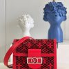 LV Limited Dauphine MM Bags By Nicolas Ghesquière With Monogram Lace Red For Women 25cm LV