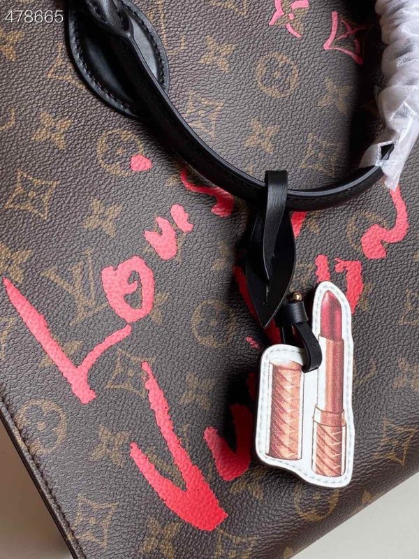 LV Onthego MM Fall In Love Monogram Heart Tote Bag Brown For Women 35cm LV