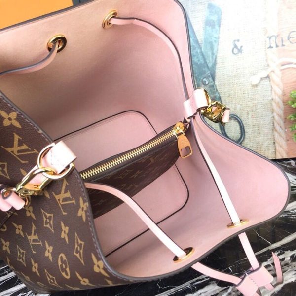 LV NeoNoe MM Bucket Bag Monogram Canvas Rose Poudre Pink For Women, WoBags, Shoulder Bags 10.2in/26cm LV M44022