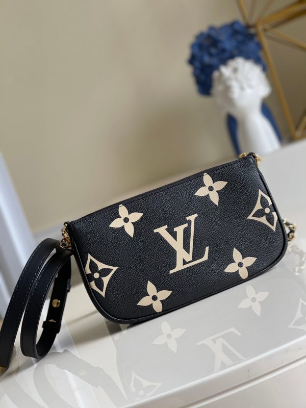 LV Multi Pochette Accessoires Monogram Empreinte Black/Cream For Women, Women’s Handbags, Shoulder And Crossbody Bags 9.8in/25cm LV M45777