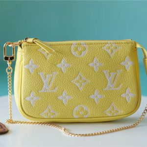 LV Mini Pochette Accessoires Monogram Empreinte Lemon Curd Yellow For Women, Shoulder And Crossbody Bags 15.5cm/6.1in LV M46129