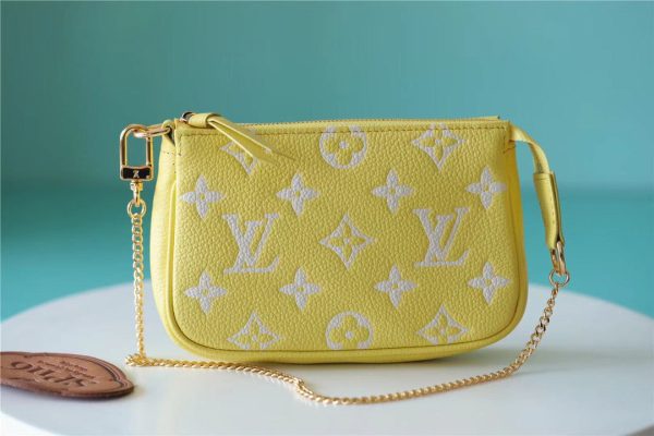 LV Mini Pochette Accessoires Monogram Empreinte Lemon Curd Yellow For Women, Shoulder And Crossbody Bags 15.5cm/6.1in LV M46129