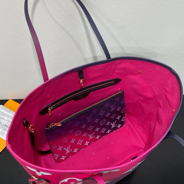 LV Neverfull MM Tote Bag Monogram Canvas Midnight Fuchsia For Women, Shoulder Bags 12.2in/31cm LV M20511