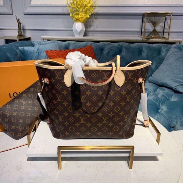 LV Neverfull MM Tote Bag Monogram Canvas Beige For Women, Shoulder Bags 12.6in/32cm LV M40995