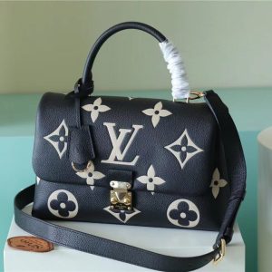 LV Madeleine MM Monogram Empreinte Black / Beige For Women, Shoulder and Crossbody Bags 11.8in/30cm LV