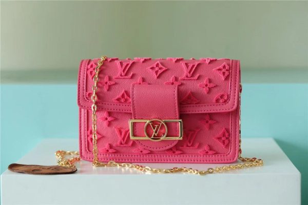 LV Mini Dauphine Monogram Fluo Pink For Women, Shoulder And Crossbody Bags 18.5cm/7.3in LV M20747