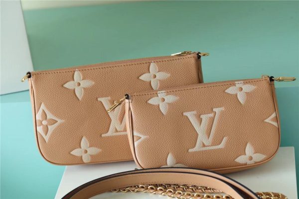 LV Multi Pochette Accessoires Monogram Empreinte Arizona Beige / Cream For Women, Shoulder And Crossbody Bags 9.8in/25cm LV M45983