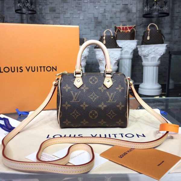 LV Nano Speedy Monogram Canvas For Women, Shoulder And Crossbody Bags 6.3in/16cm LV M61252