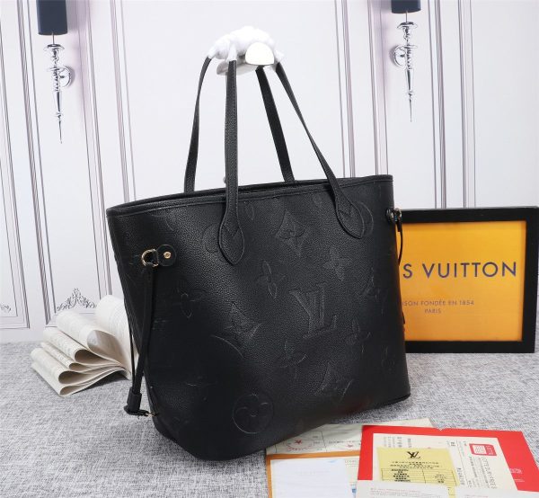 LV Neverfull MM Tote Bag Monogram Empreinte Black For Women, Shoulder Bags 12.2in/31cm LV M45685