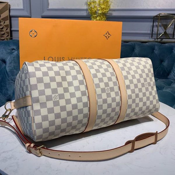 LV Keepall Bandouliere 45 Damier Azur Canvas For Women, WoBags, Travel Bags 17.7in/45cm LV N41430