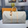 LV Keepall Bandouliere 55 Damier Azur Canvas For Women, Travel Bags 21.7in/55cm LV N41429