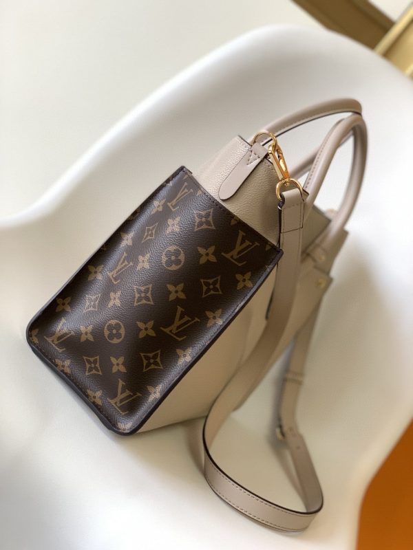 LV On My Side MM Tote Bag Monogram Canvas Greige For Women, Shoulder Bags 12in/31cm LV M58485