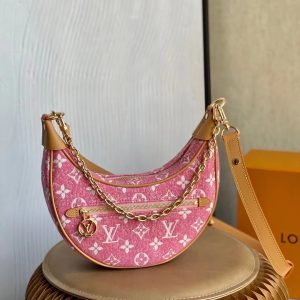 LV Loop Denim Pink For Women, Shoulder Bags 9.1in/23cm LV