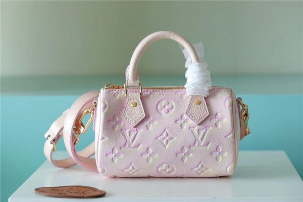 LV Nano Speedy Monogram Empreinte Pink For Women, Shoulder And Crossbody Bags 16cm/6.3in LV M81508