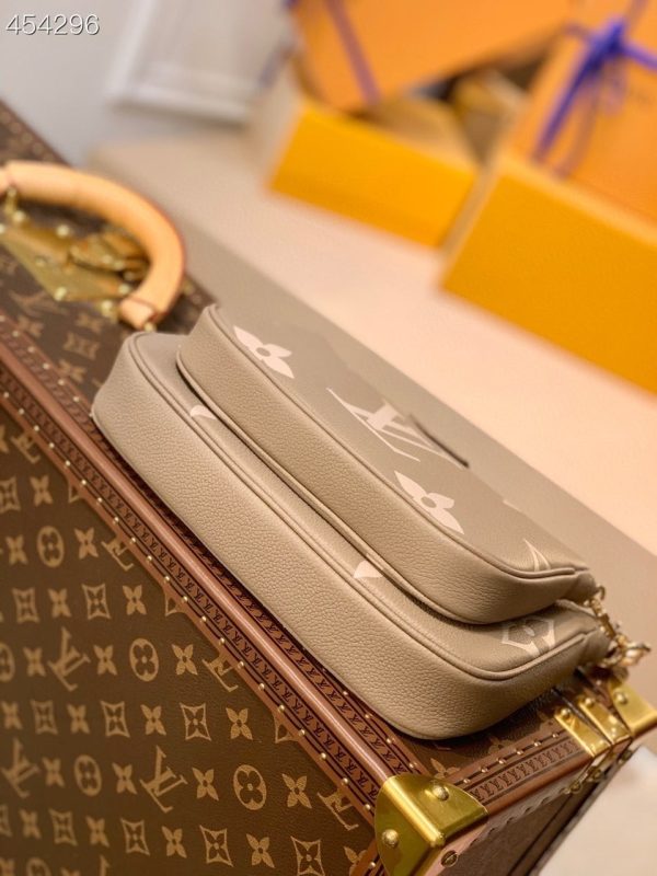 LV Multi Pochette Accessoires Monogram Empreinte Tourterelle Beige/Cream For Women, Shoulder And Crossbody Bags 9.8in/25cm LV