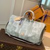 LV Keepall Bandouliere 50 Damier Salt Canvas Stone Grey For Men, Bags, Travel Bags 19.7in/50cm LV N50069