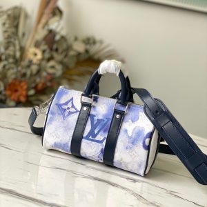 LV Keepall XS Monogram Watercolor Blue Canvas By Virgil Abloh For Men, Bags, Shoulder And Crossbody Bags 8.3in/21cm LV M45761