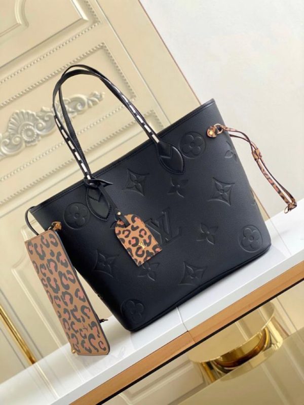 LV Neverfull MM Tote Bag Wild At Heart Monogram Empreinte Black For Women, Shoulder Bags 12.2in/31cm LV M45856