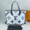 LV Neverfull MM Tote Bag Monogram Jungle Canvas Black/Caramel For Women, Shoulder Bags 12.2in/31cm LV M44716