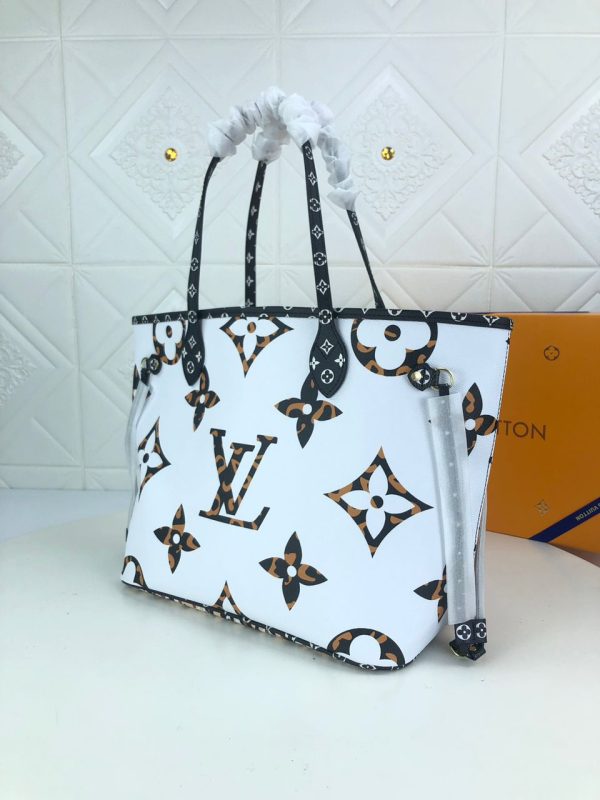 LV Neverfull MM Tote Bag Monogram Jungle Canvas Black/Caramel For Women, Shoulder Bags 12.2in/31cm LV M44716