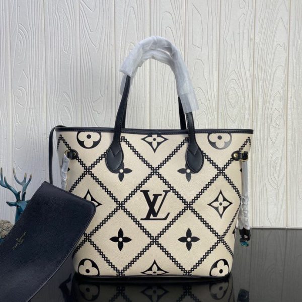 LV Neverfull MM Monogram Empreinte Beige For Women, Tote Bags 12.2in/31cm LV M46039