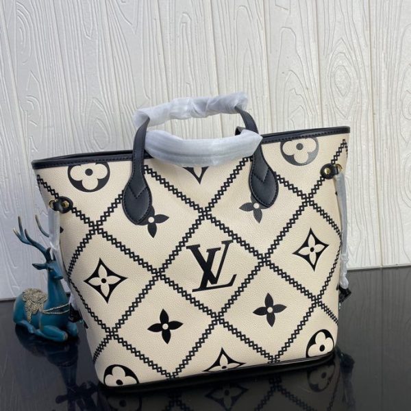 LV Neverfull MM Monogram Empreinte Beige For Women, Tote Bags 12.2in/31cm LV M46039