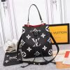 LV NeoNoe MM Bucket Bag Monogram Flowers Black/White For Women, Shoulder And Crossbody Bags 10.2in/26cm LV M45497