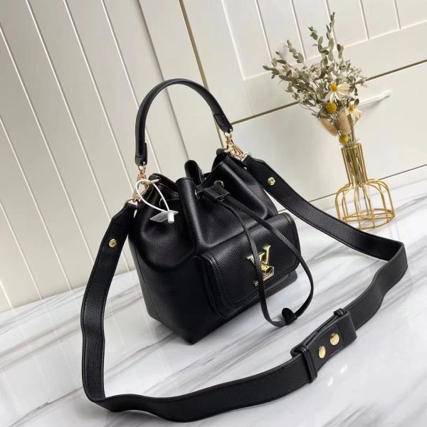 LV Lockme Bucket Black For Women, Shoulder And Crossbody Bags 9.1in/23cm LV M57687